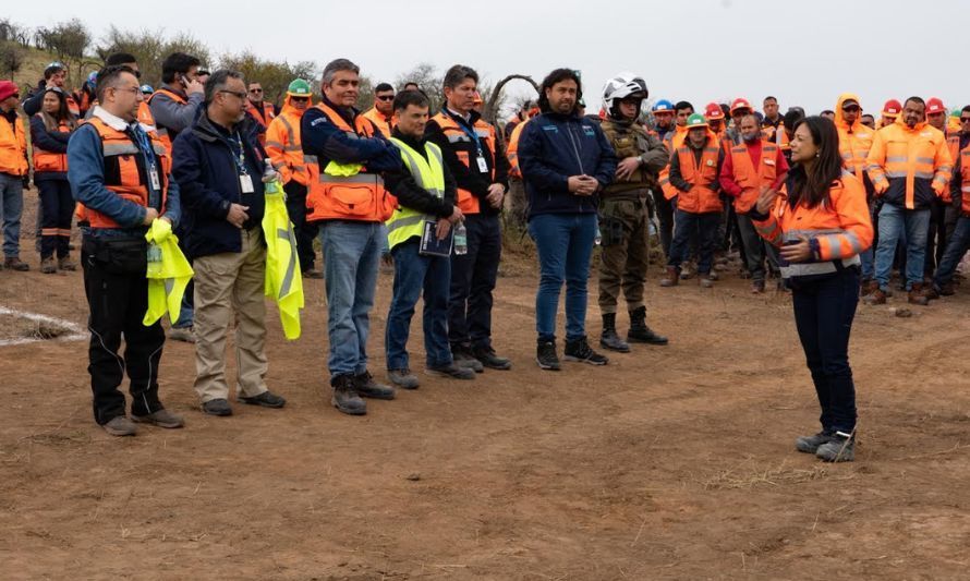 Codelco Andina realiza el primer simulacro de emergencia y evacuación preventiva en Depósito de Relaves Ovejera